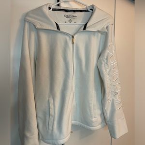 White Calvin Klein Zip Up hoodie